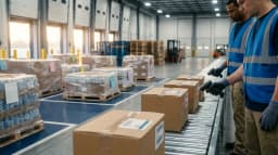 Receiving dock workers scanning example of lot number labels