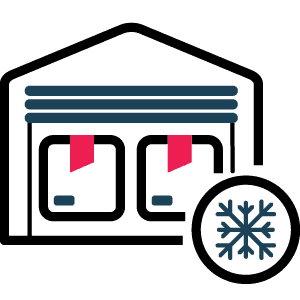warehouse with a snowflake next to it indicating cold storage