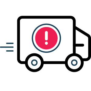 truck on the move with an alerts icon on it