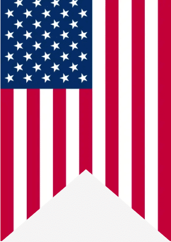 American flag banner with red and white stripes and blue star field