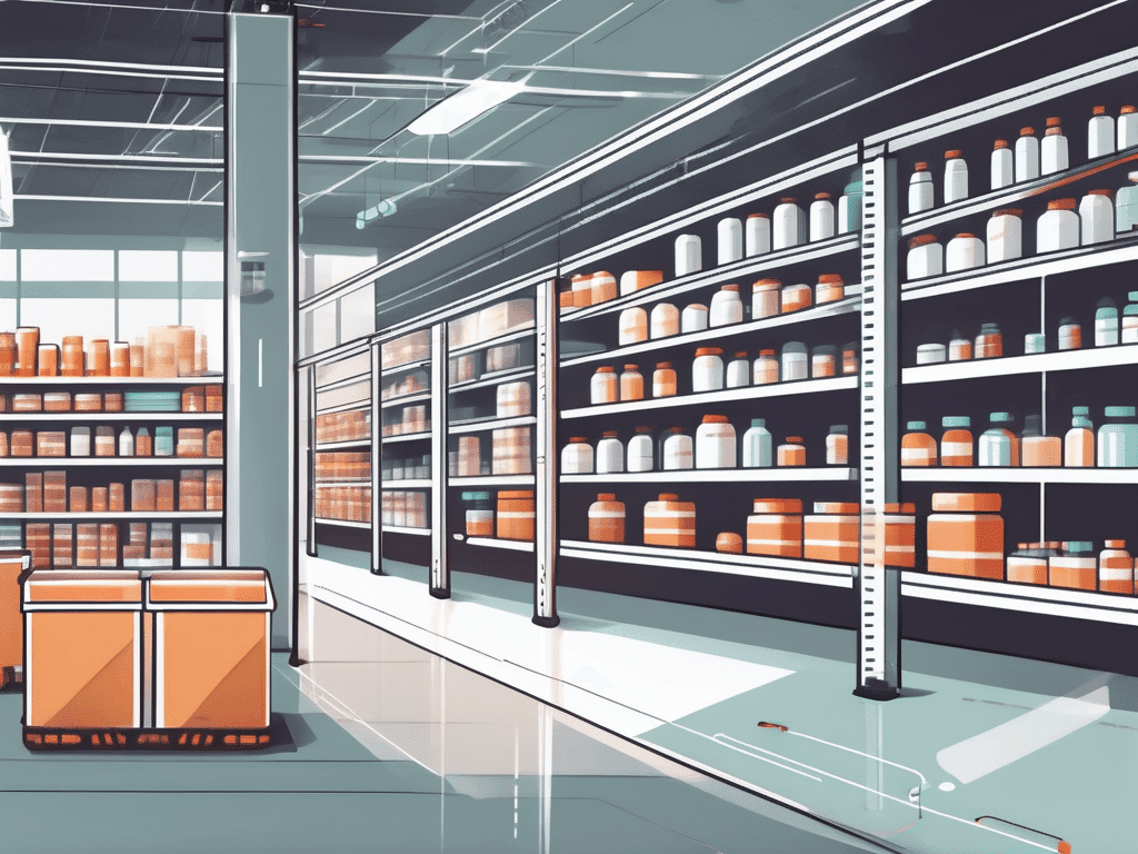 A modern pharmaceutical warehouse with automated systems like conveyor belts