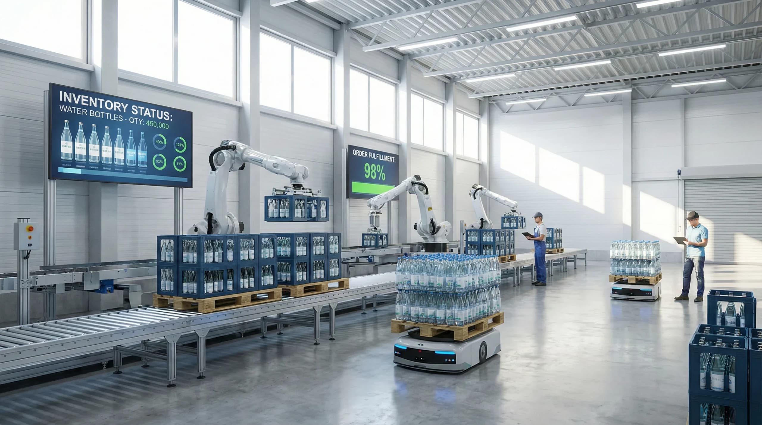 water bottles in manufacturing inventory management example