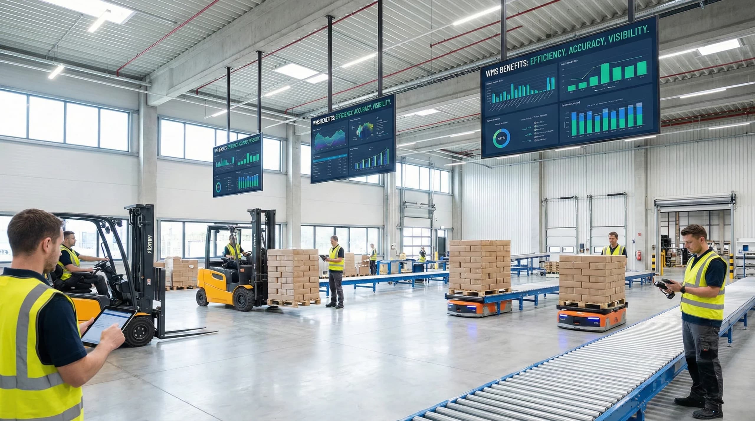 inside of large warehouse showing wms benefits