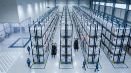 Pharmaceutical warehouse aisles for pharma software development and pharmaceutical software companies