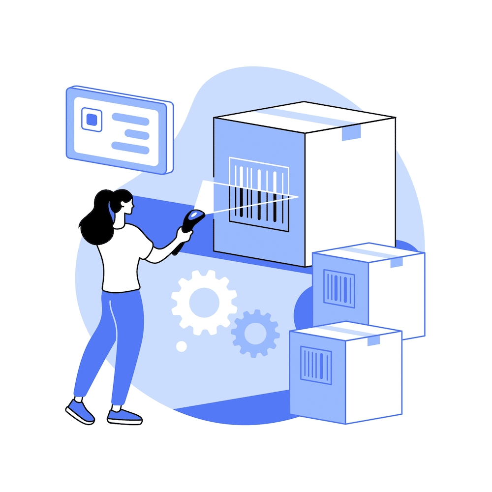scanning a barcode on a box with RF device