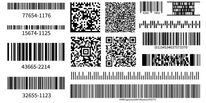 assorted 1d and 2d barcodes for manufacturing inventory management