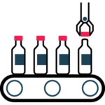 conveyor belt with bottles on it