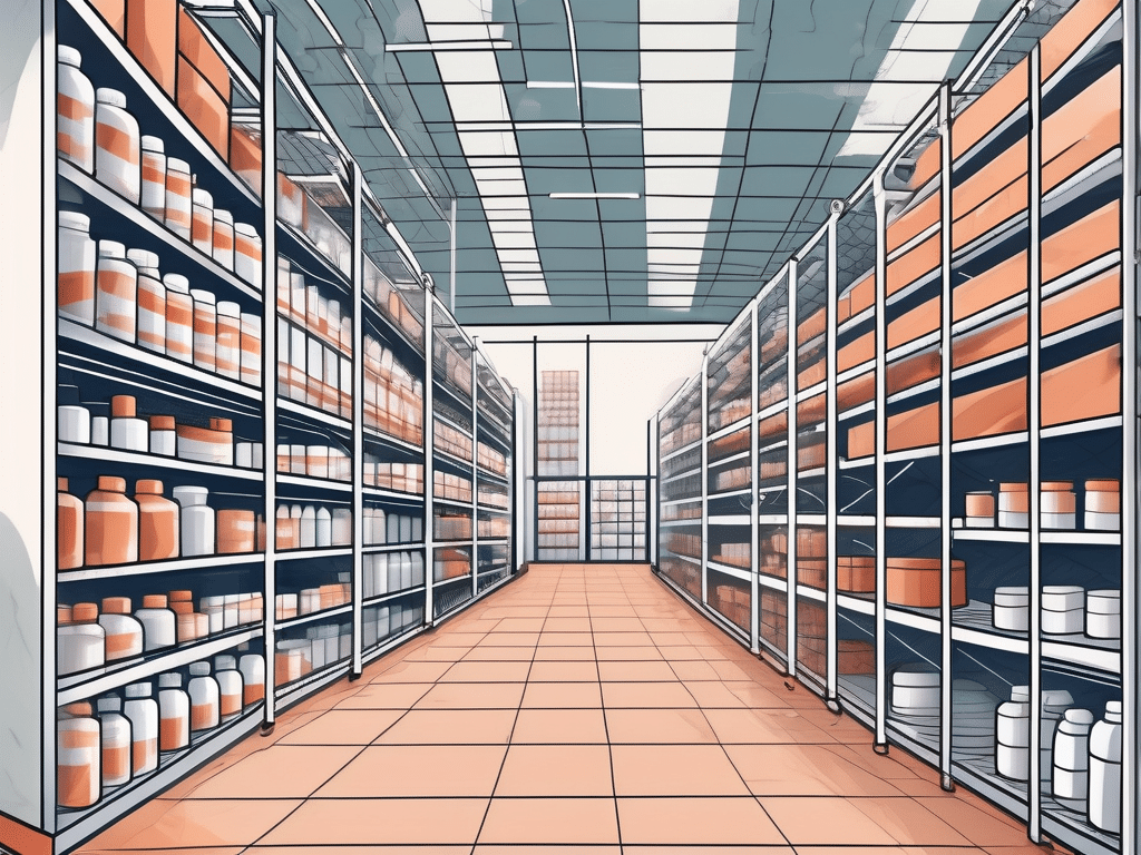 A modern pharmaceutical warehouse with automated systems
