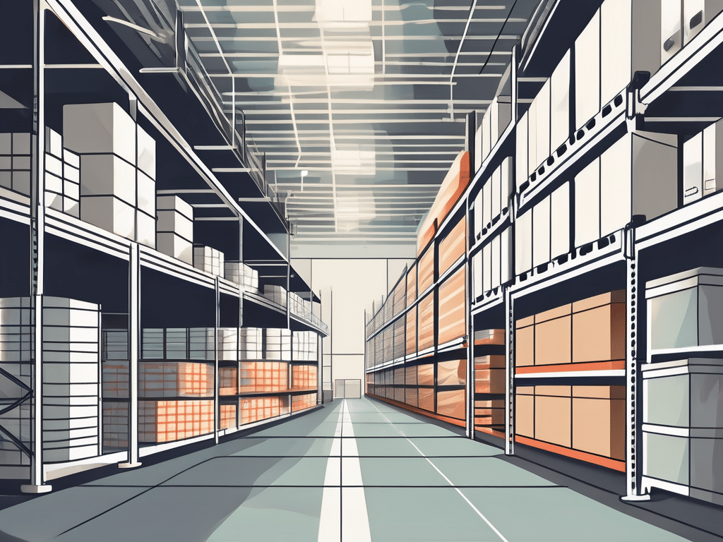 A pharmaceutical warehouse with visible sections for storage
