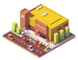 3d render of retail supermarket