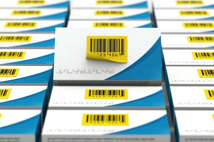 boxes of medicine with barcodes