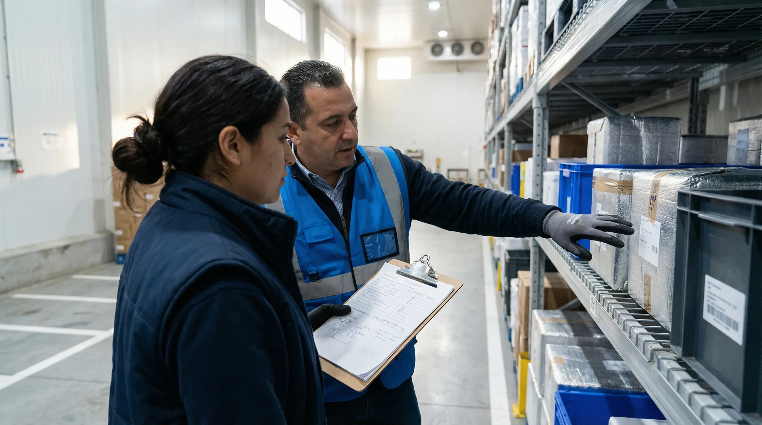 Supervisor and worker at picking station