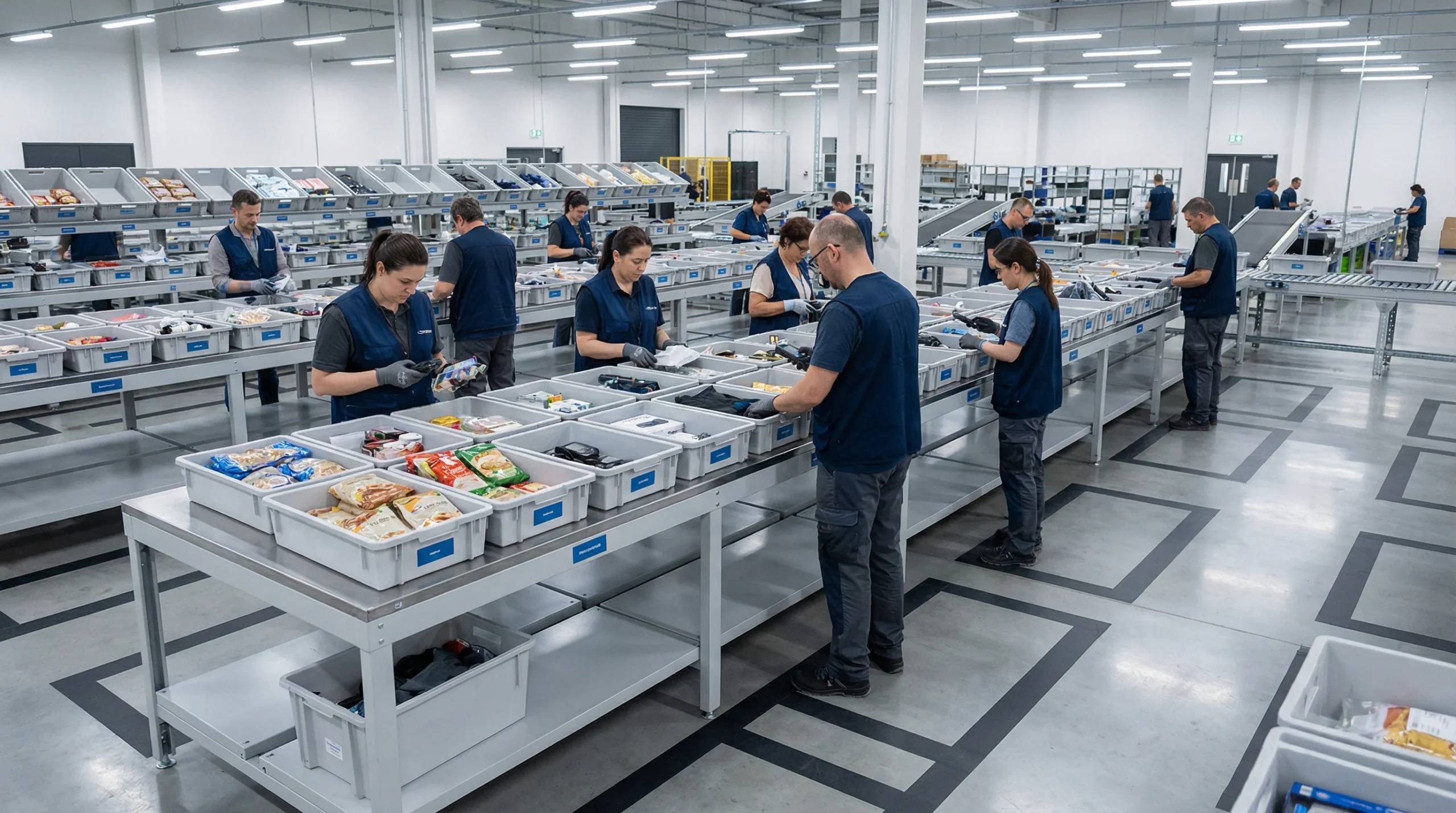 Wide shot of distribution center operations