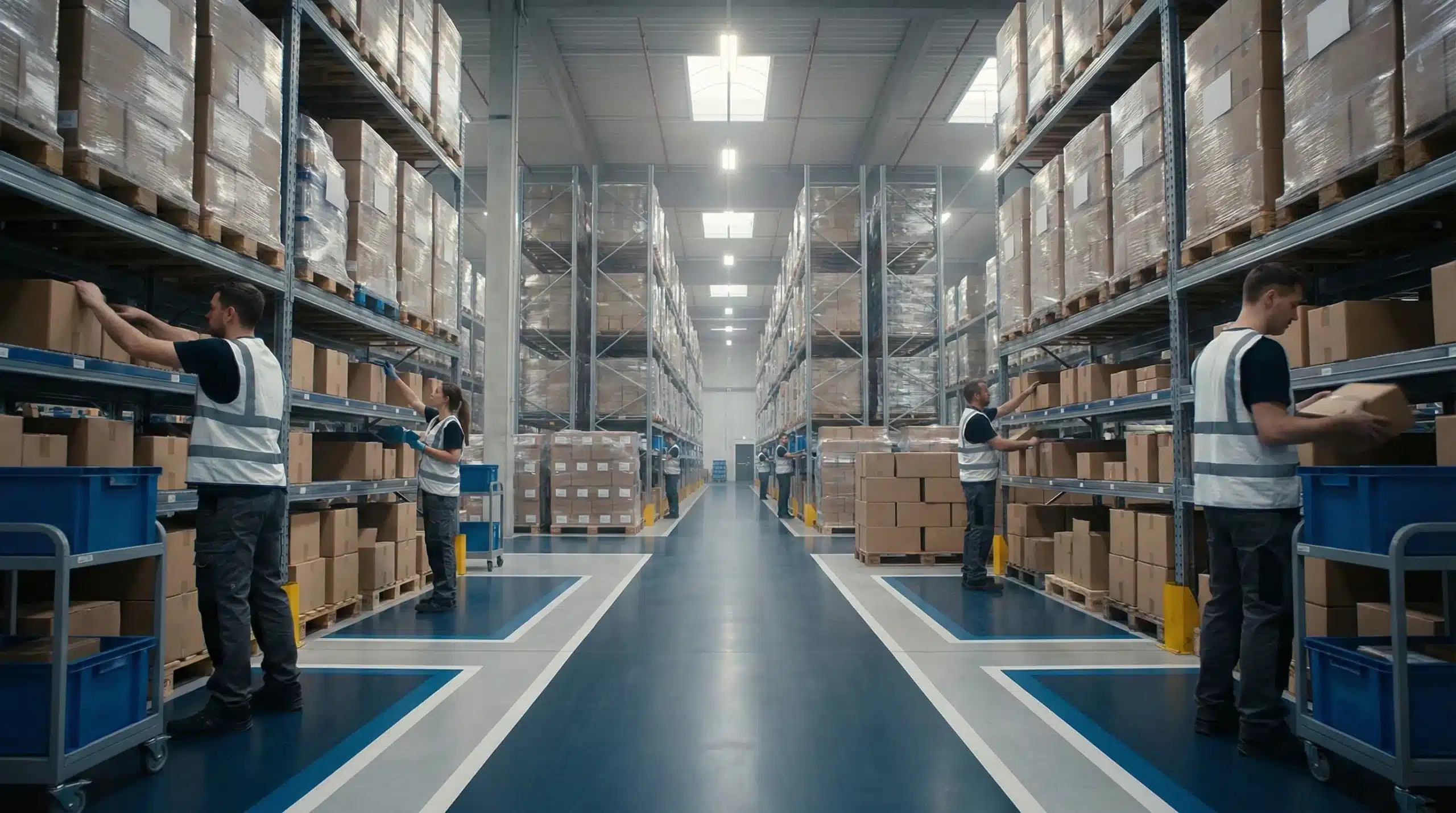 Warehouse aisle for supply chain visibility solutions