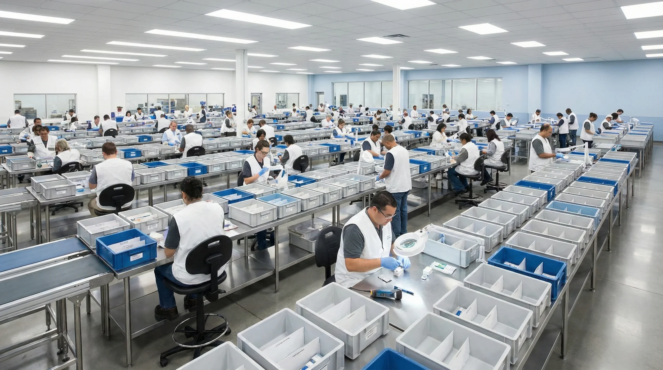 Wide shot of distribution center operations