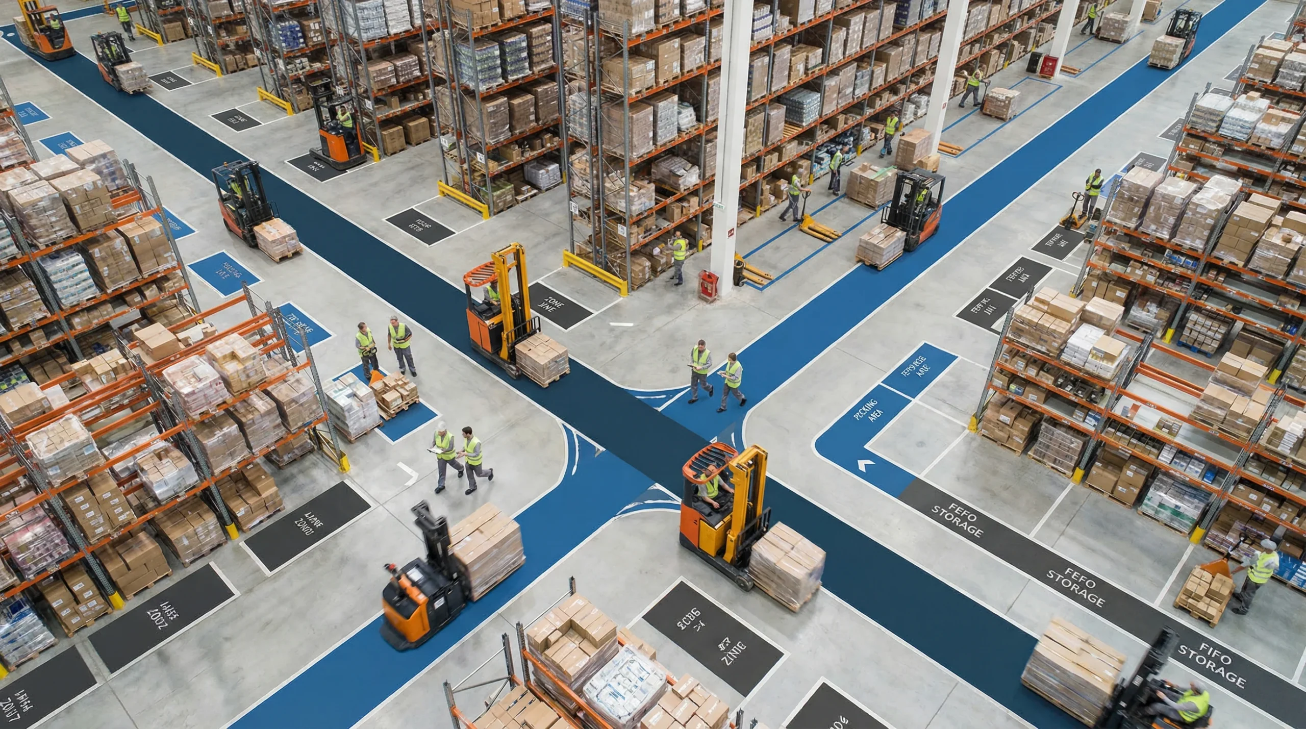 Aerial view of warehouse operations.