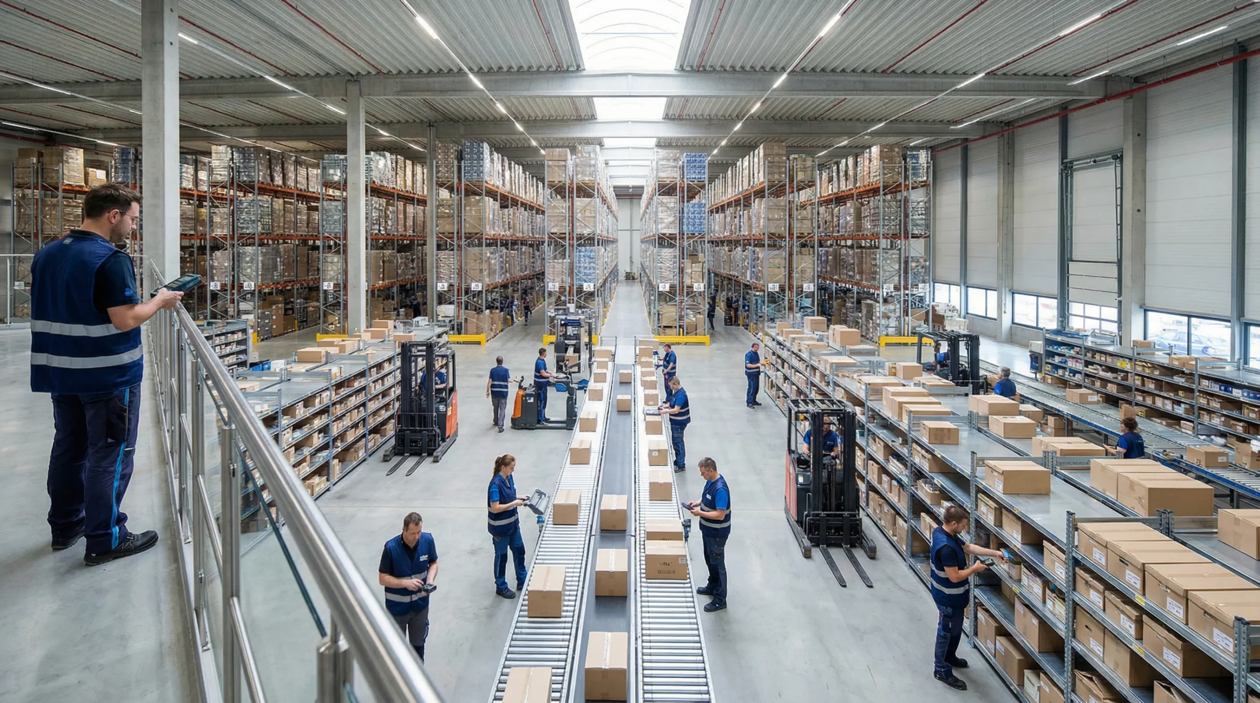 Wide shot of warehouse operations.