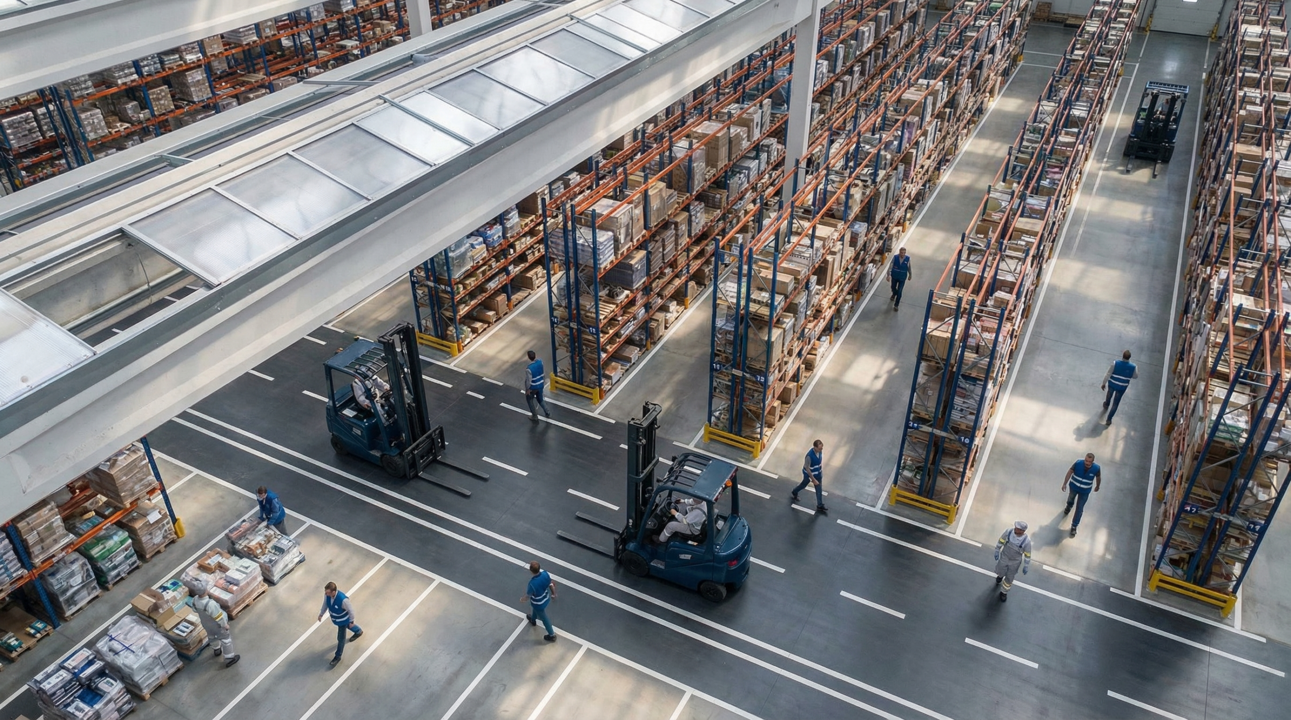 Aerial view of efficient warehouse operations