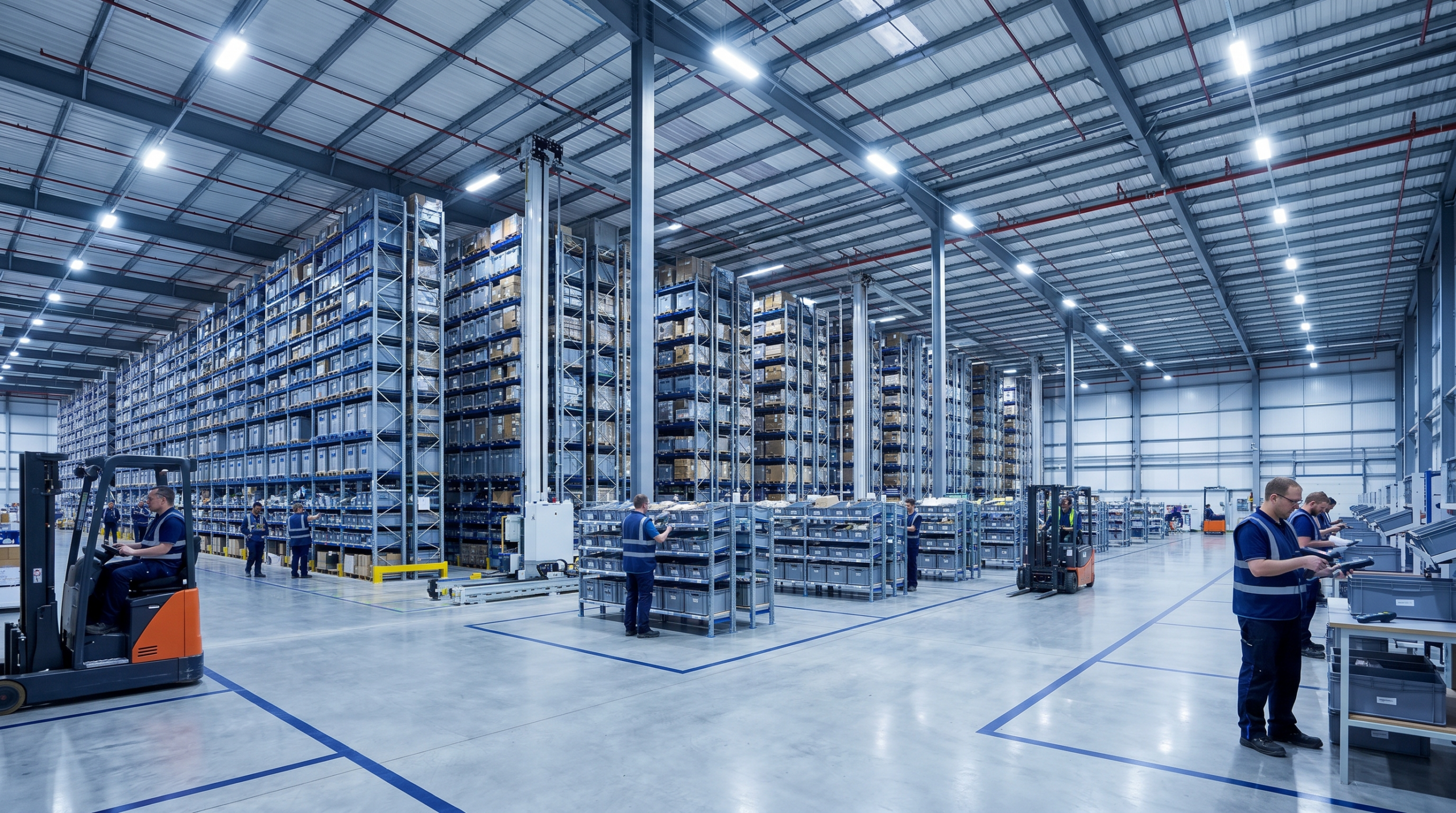 Modern warehouse with automated storage systems