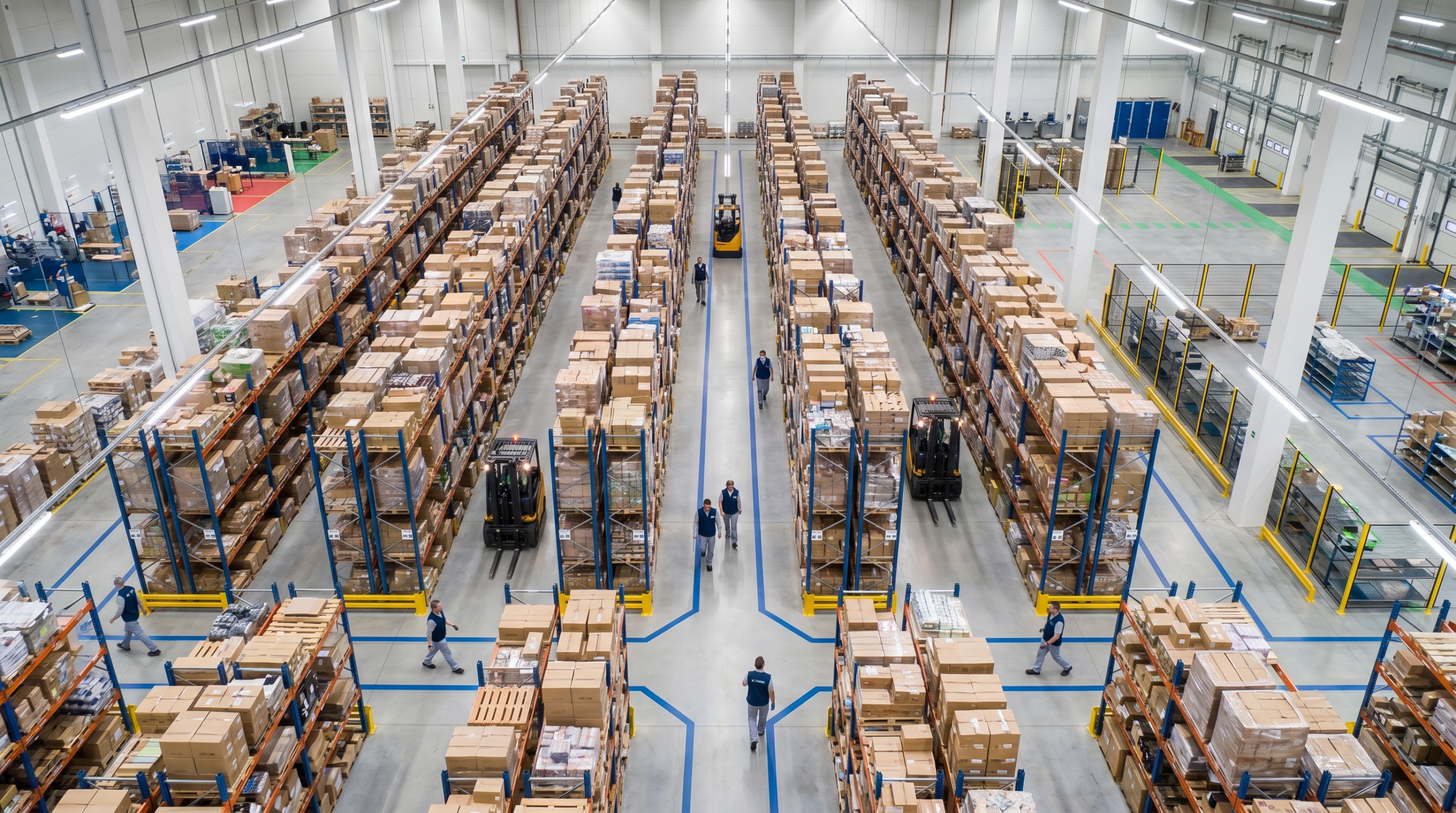 Aerial view of warehouse operations