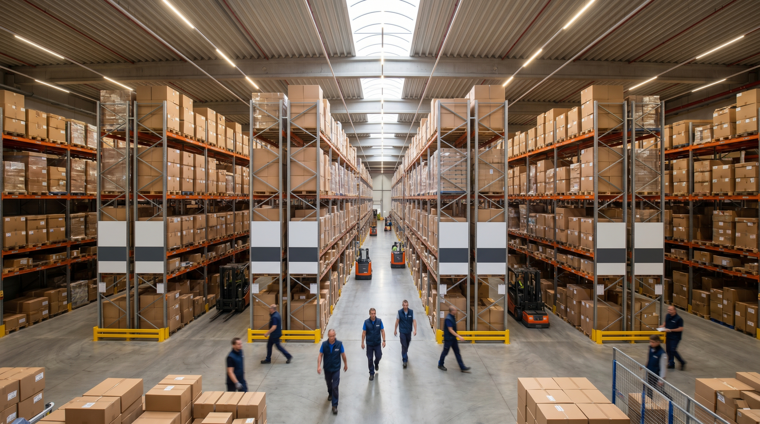 Wide shot of distribution center operations