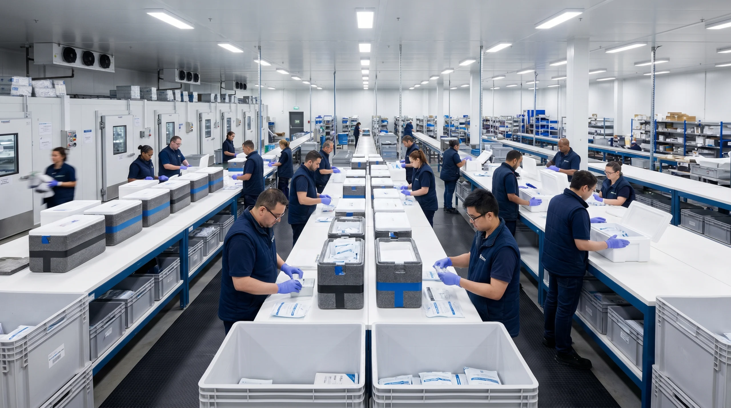 Wide shot of distribution center operations