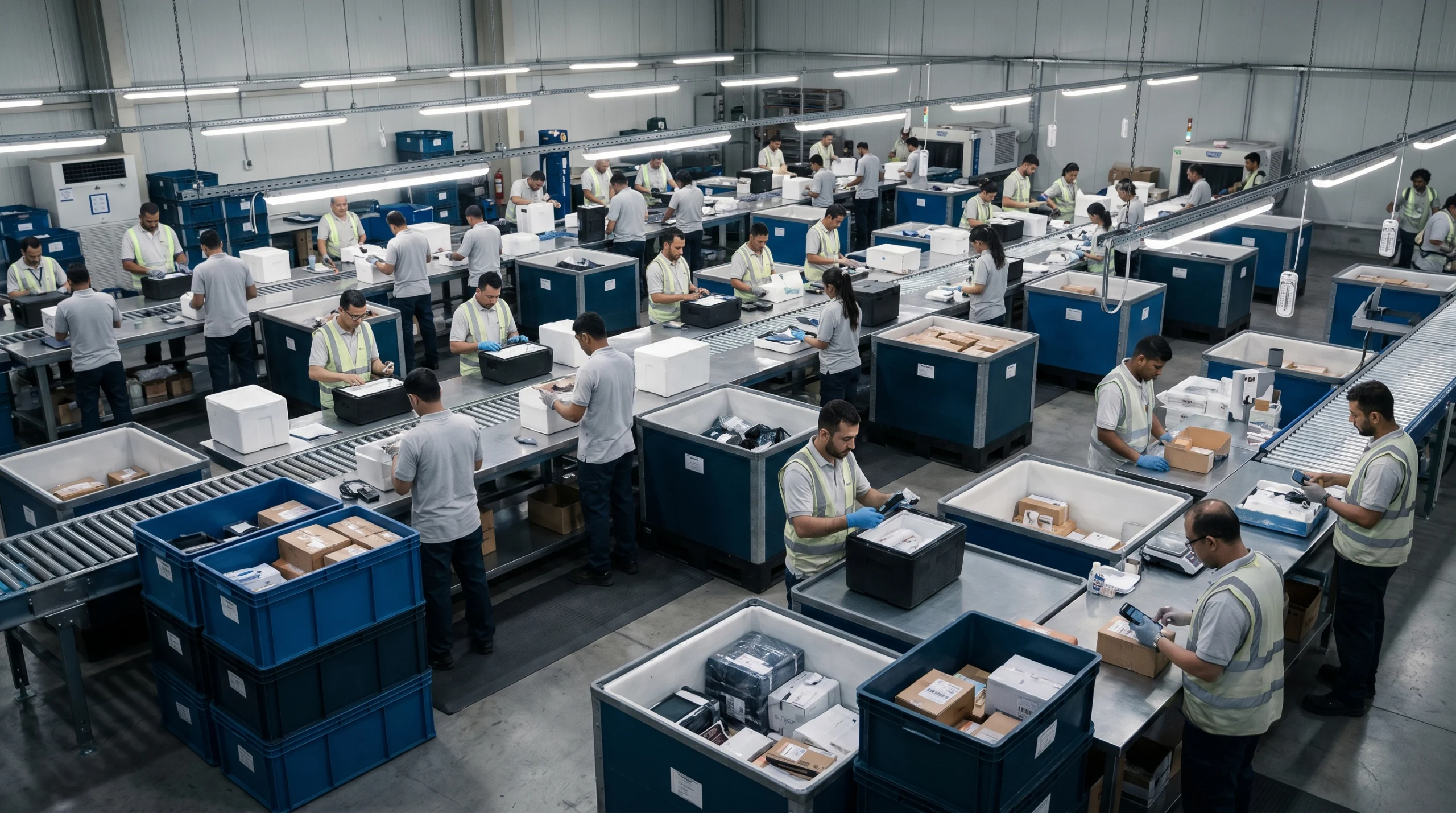 Wide shot of distribution center operations