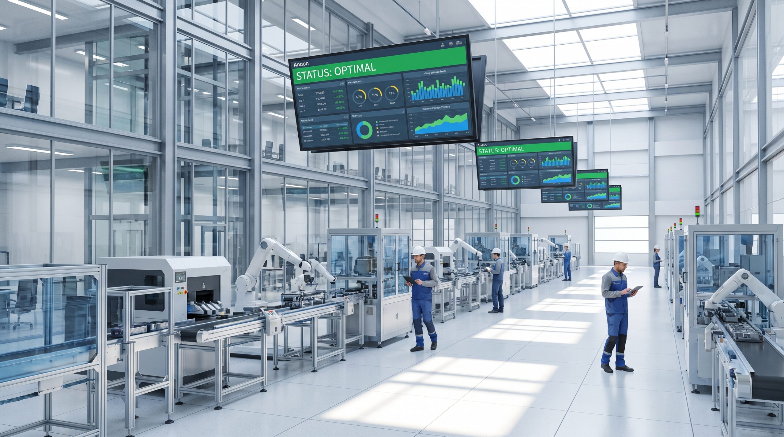 Wide view of a connected discrete manufacturing production floor