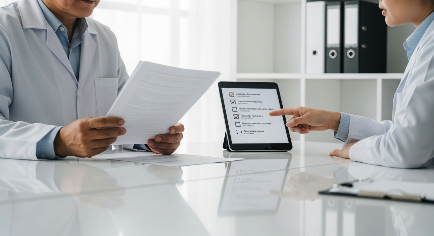 Pharmaceutical quality assurance professionals reviewing compliance documentation