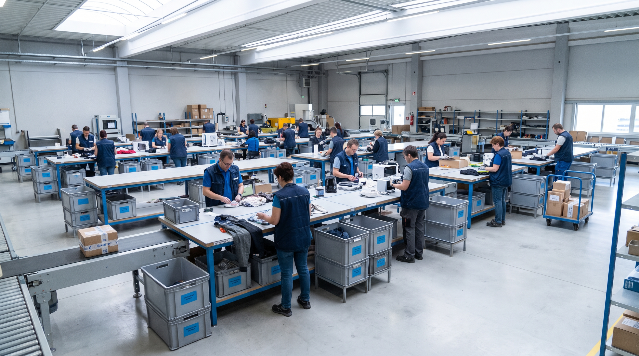 Wide shot of distribution center operations